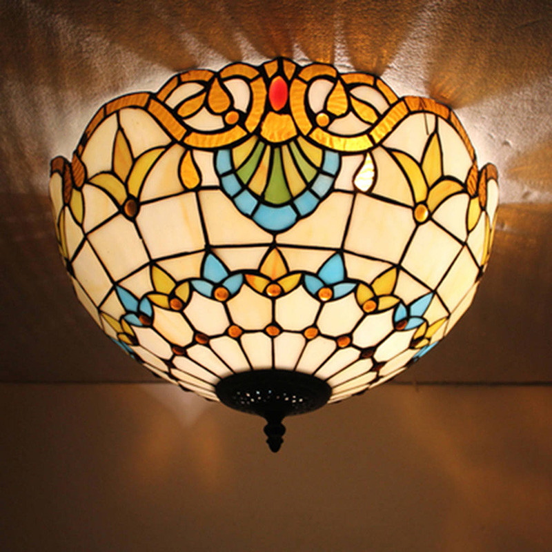 FUMAT Stained Glass Art Ceiling Lights Tiffany Lamp - Traditional Flower Chandeliers