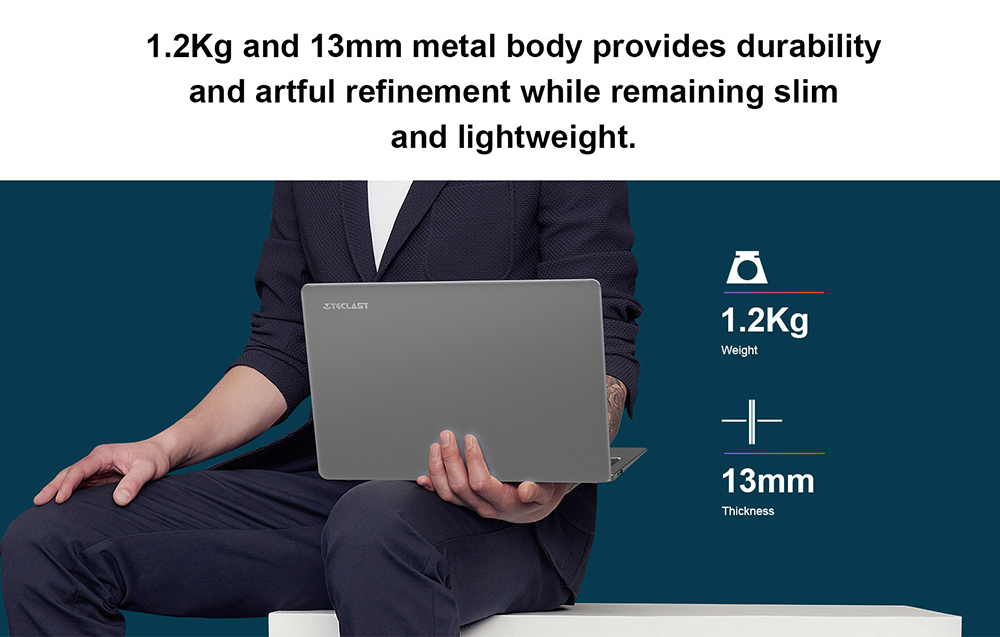 Teclast F6 Laptop Intel Apollo Lake N3450 Quad Core 13.3 Inch 1920*1080 6GB RAM 128GB SSD Windows 10 - Gray
