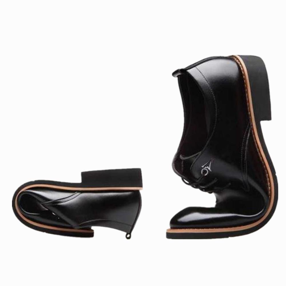 XA009 Men Casual British Style Leather Shoes Pointed Toe Shoes EU 38 - Black
