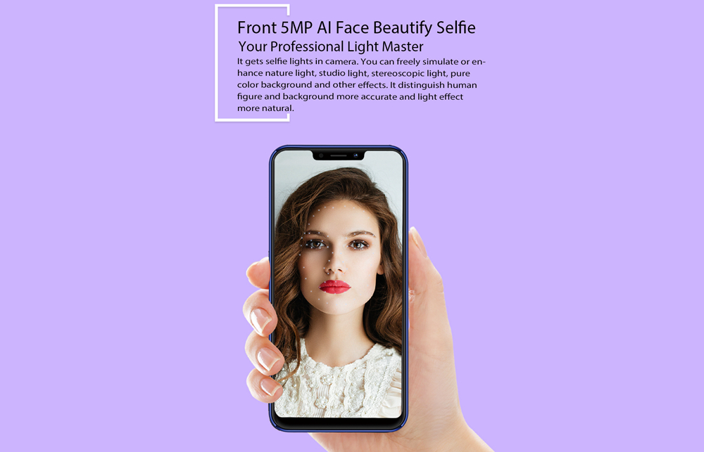 Meiigoo S9 6.18 Inch 4G LTE Smartphone MTK6750T 4GB 32GB 13.0MP + 2.0MP Dual Rear Cameras Android 8.1 Face ID Type-C Fast Charge - Twilight