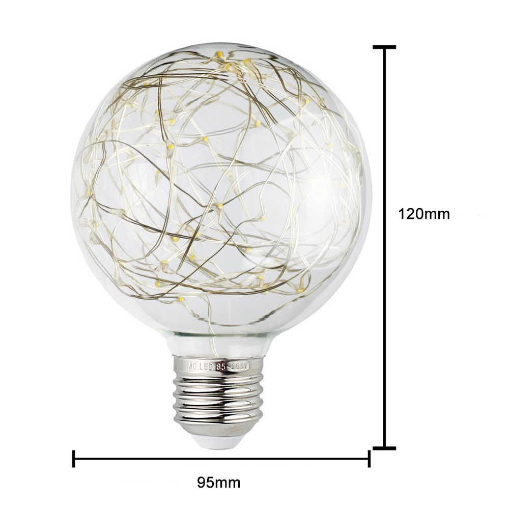 Edison G95 Gypsophila E26 Decorative Bulb Led Copper Wire Bulbs Christmas Decoration Lights - Warm White