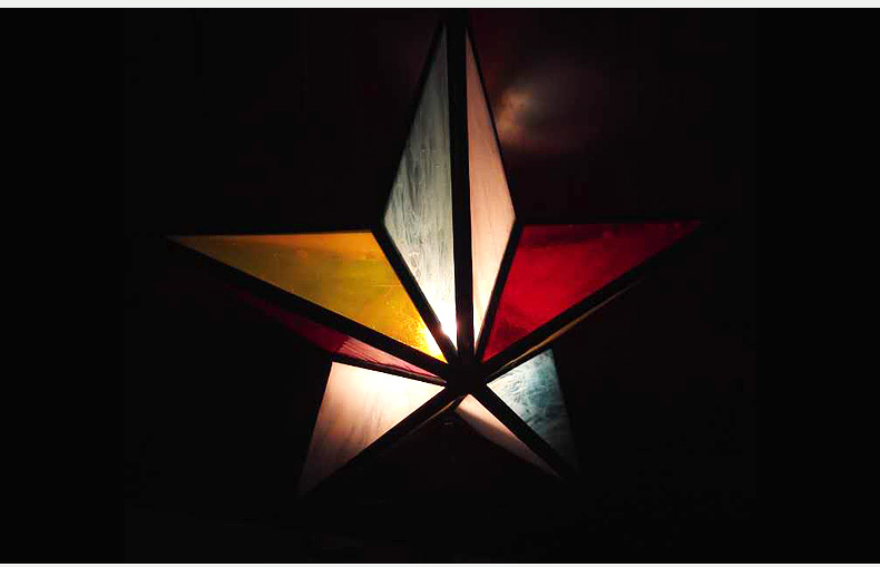 FUMAT Tiffany Style Stained Glass Handcrafted Table Lamp - Creative Five-pointed Star Design