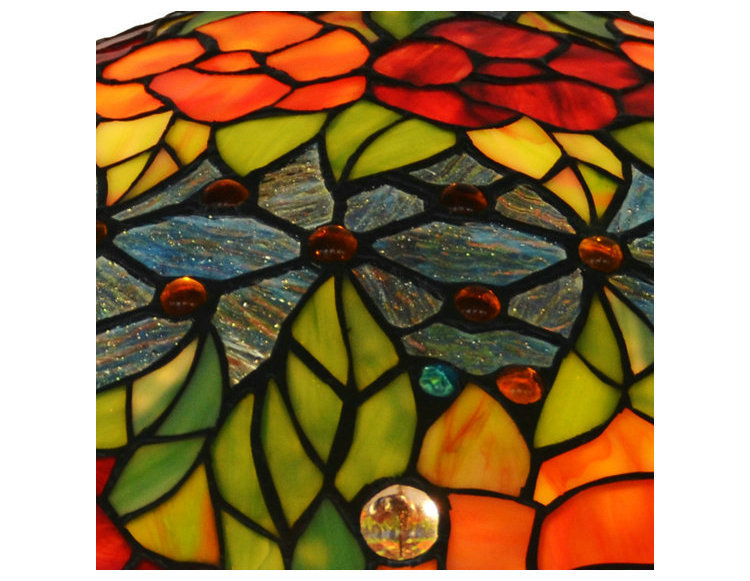 FUMAT Tiffany Style Stained Glass Pendant Light - Romantic Rose Love Design