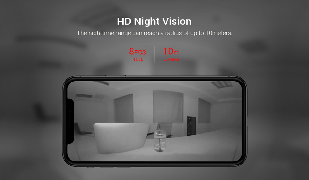 ESCAM QP720 1080P 720 Degree Panoramic WIFI IP Camera H.265 Night Vision - White EU Plug