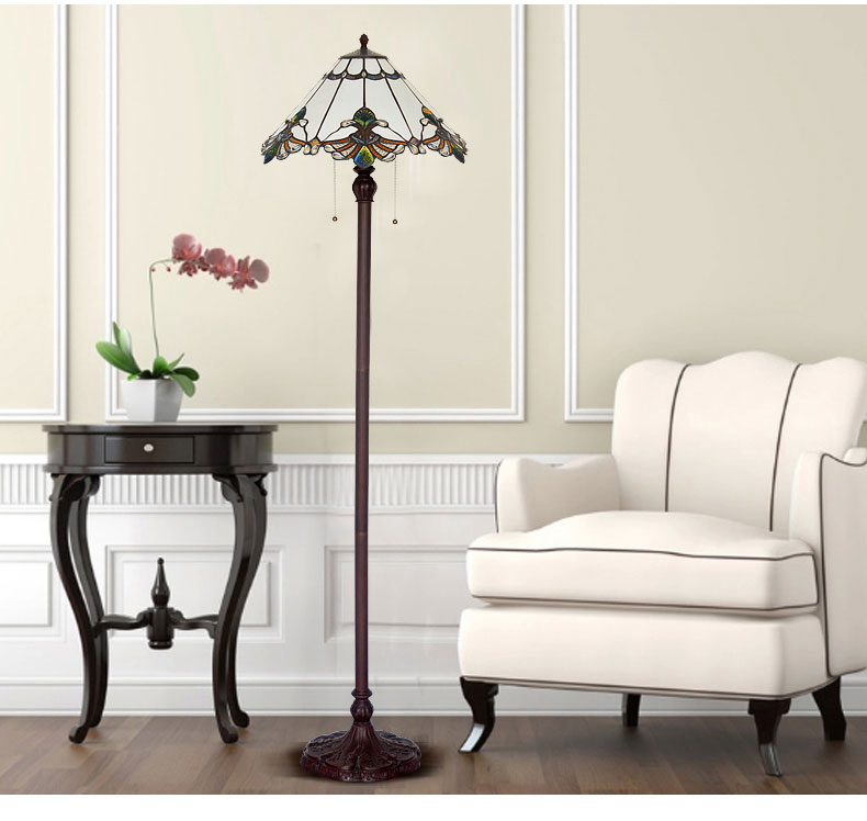 FUMAT 17 Inch Tiffany Style Stained Glass Handcrafted Floor Lamp - Warm White