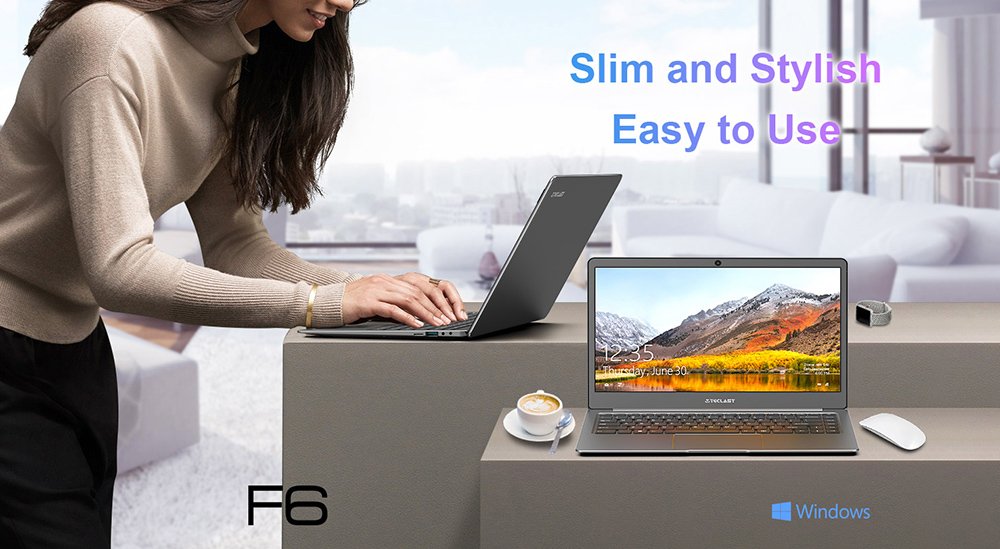 Teclast F6 Laptop Intel Apollo Lake N3450 Quad Core 13.3 Inch 1920*1080 6GB RAM 128GB SSD Windows 10 - Gray