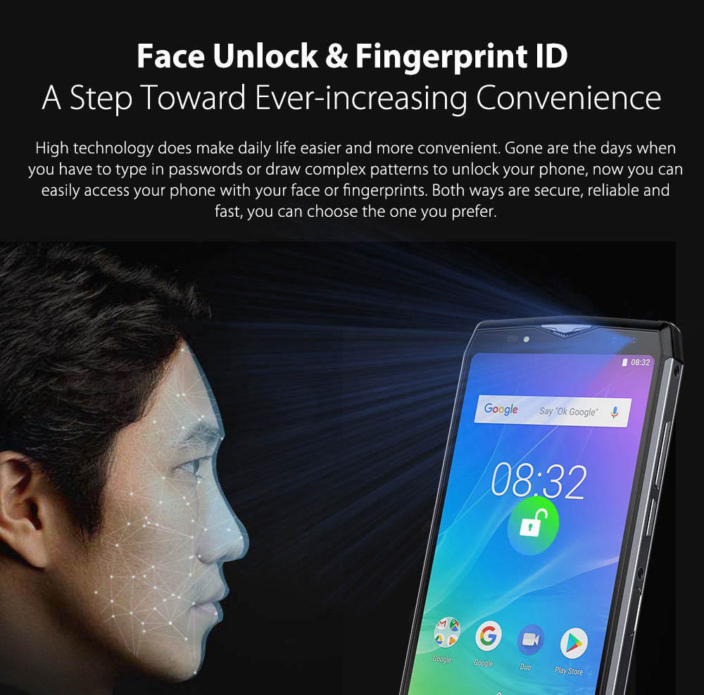 Ulefone Power 5S 6.21 Inch 4G LTE Smartphone MT6763 6GB 64GB 21.0MP+5.0MP Dual Rear Cameras Android 8.1 Type-C Face ID - Black