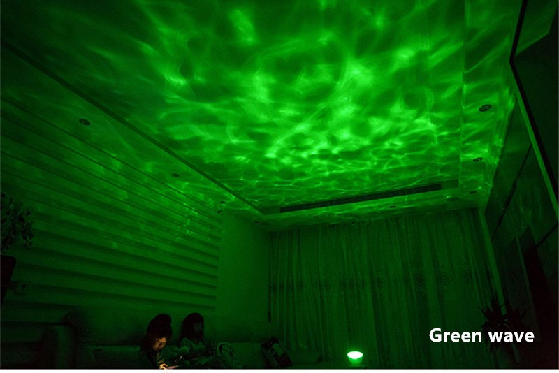 FUMAT Ocean Wave Projector Night Light Baby Night Lamps with IR Remote Control RGB Music Player Speaker LED Lamp - White