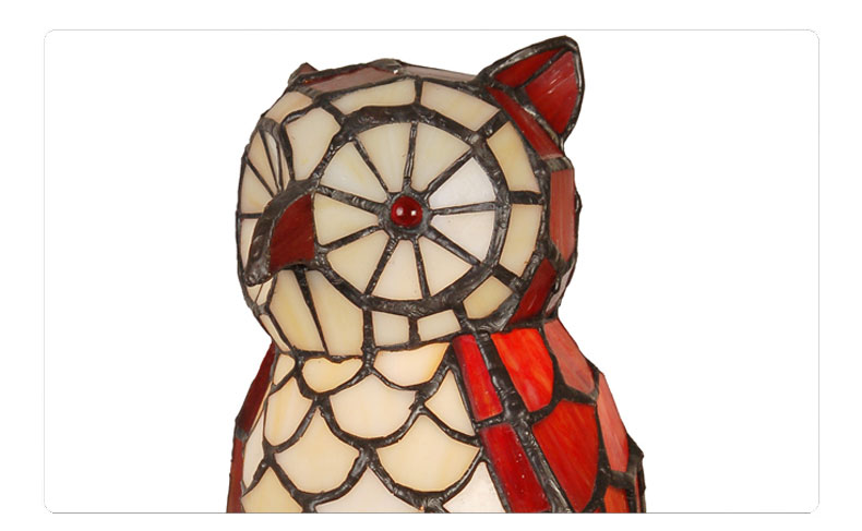 FUMAT Tiffany Style Stained Glass Handcrafted Table Lamp - Creative Colorful Owl Design