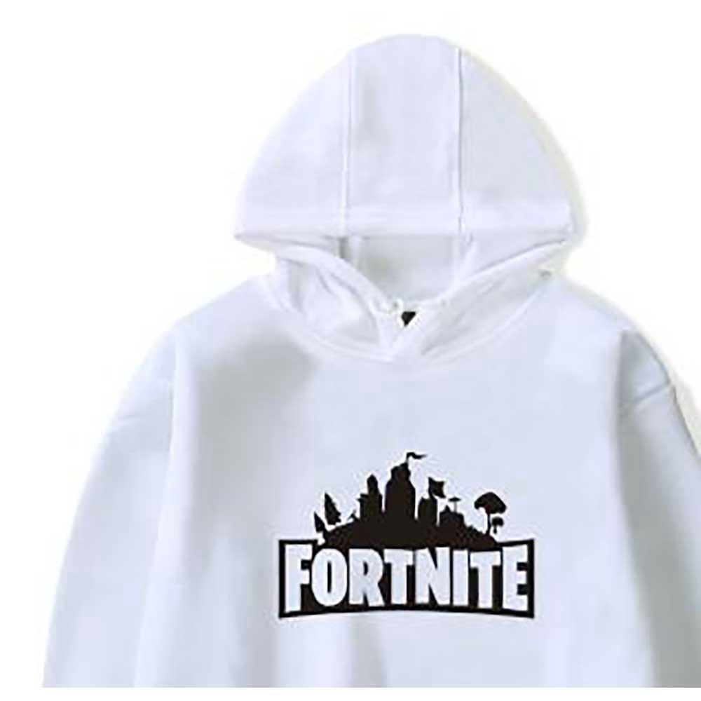 Plus Size Unisex Fashion Fortnite Hoodie Sweatshirt Casual Winter Streetwear Hip Hop Hooded Pullovers Size L - White