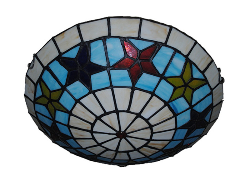 FUMAT Mediterranean Tiffany Style Ceiling Light - Colorful Star Design Size 40CM