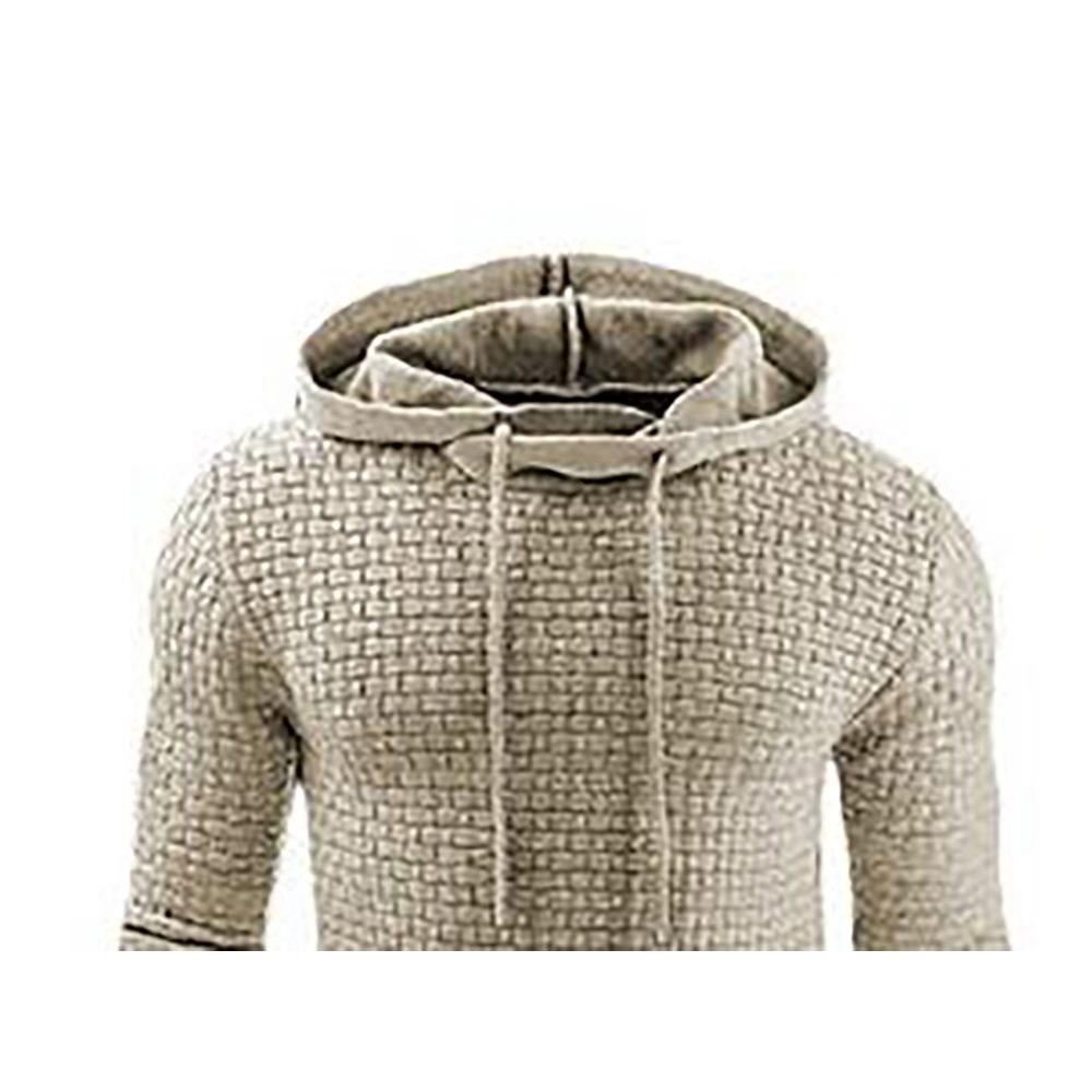 Men's Basic Winter Warm Long Sleeve Grid Hoodie (Sweatshirt Outwear Sweater Size L) - Apricot