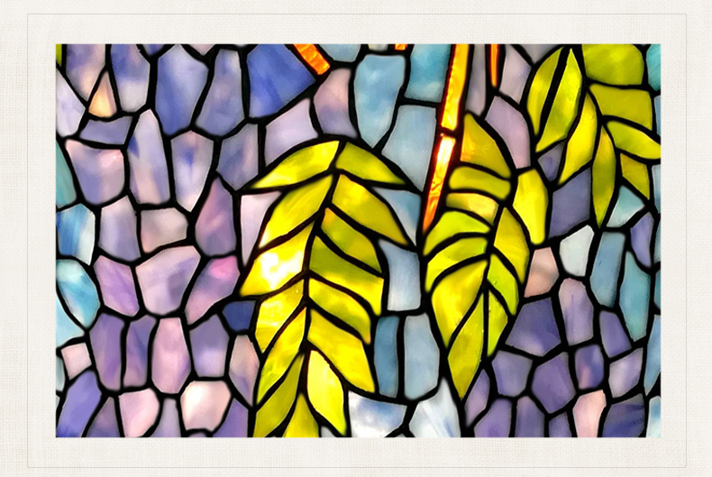 FUMAT 18 Inches Tiffany Style Stained Glass Table Lamp - Blue Mediterranean Wisteria Love Design