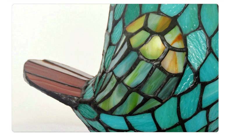 FUMAT Tiffany Style Stained Glass Handcrafted Table Lamp - Creative Colorful Angry Bird Design