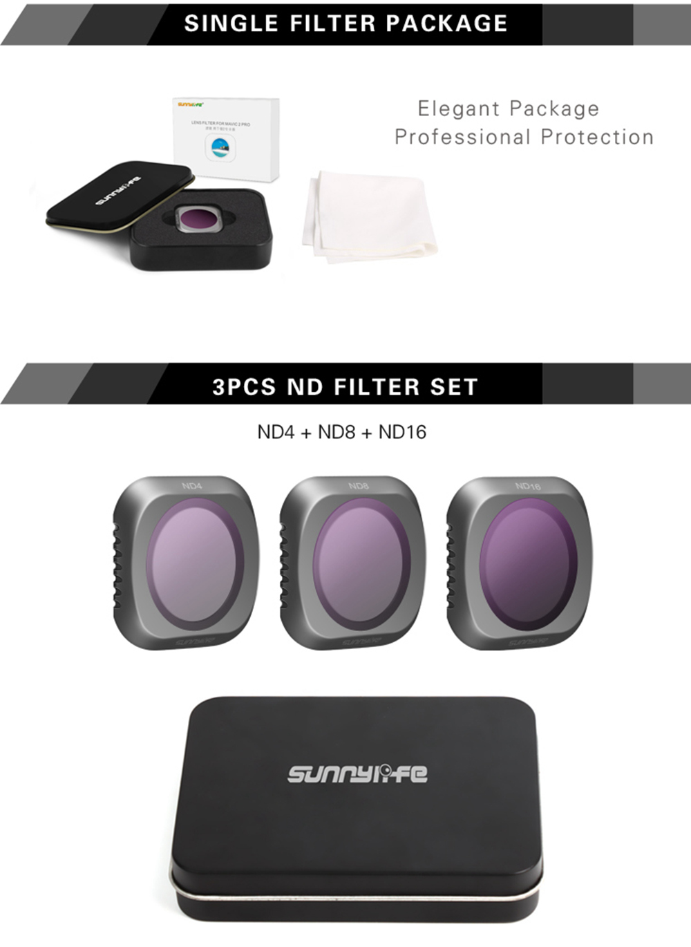 Sunnylife ND Lens Filter Set Para DJI Mavic 2 Pro Drone