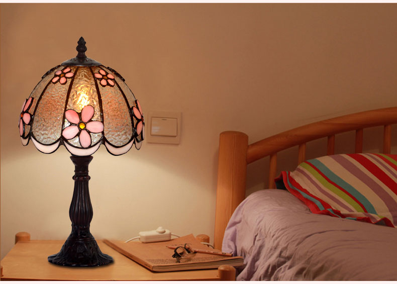 FUMAT Tiffany Style Stained Glass Table Lamp - Romantic Water Wave Lampshade Design