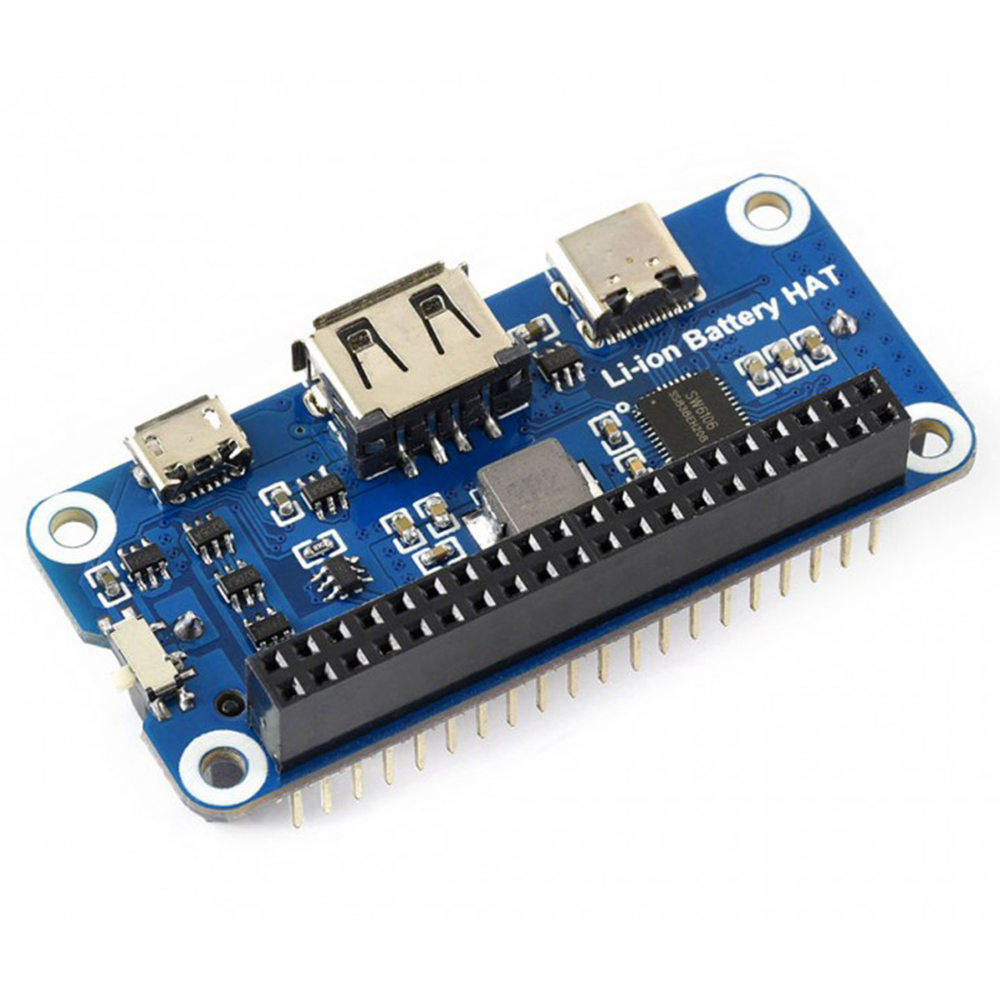 Waveshare Li-ion Battery HAT for Raspberry Pi with 5V Output and Quick Charge - Blue