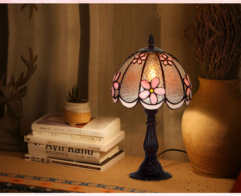 FUMAT Tiffany Style Stained Glass Table Lamp - Romantic Water Wave Lampshade Design