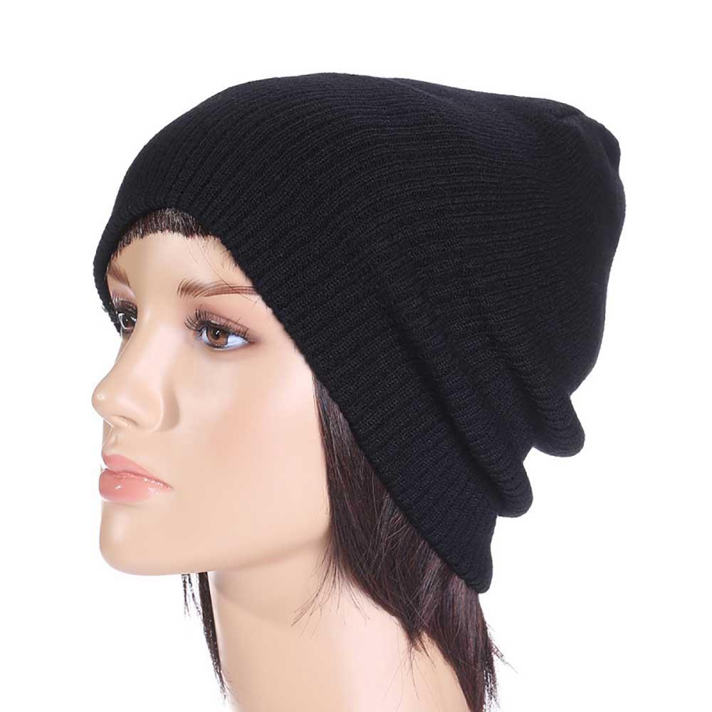 Unisex Pure Color Knitted Hat (One Size High Elasticity For Autumn And Winter Outdoor) - Black