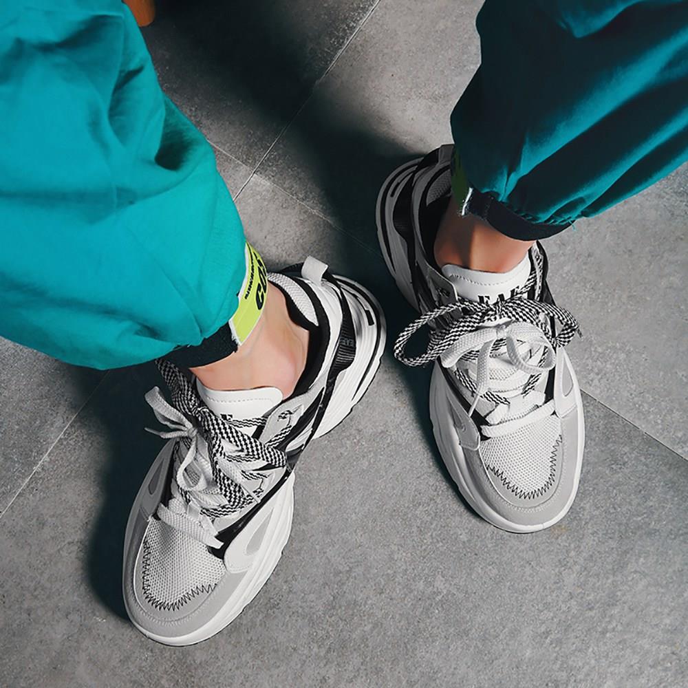 Men's Chunky Sneakers Comfortable Fashion Athletic Shoes Size 43 - Gray