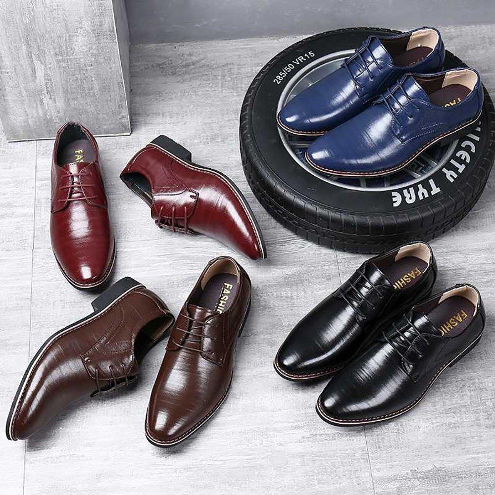 XA001 Men Business Casual PU Leather Shoes Formal Comfortable Size EU38 - Blue