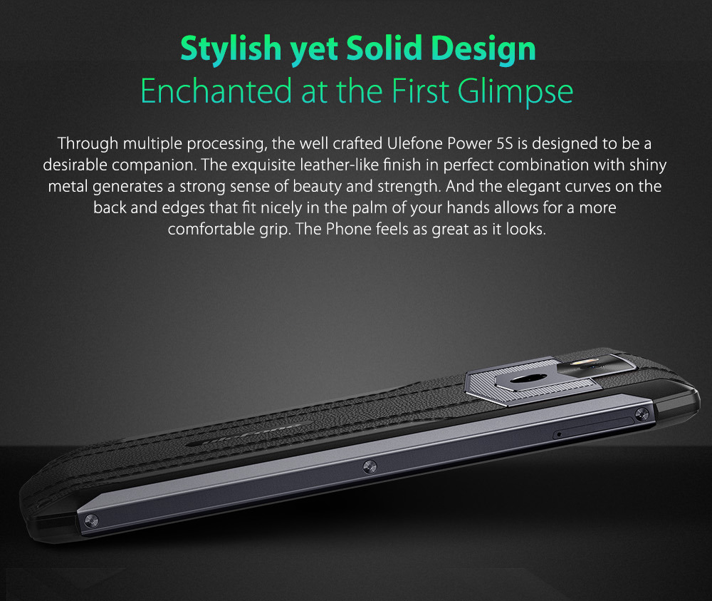 Ulefone Power 5S 6.21 Inch 4G LTE Smartphone MT6763 6GB 64GB 21.0MP+5.0MP Dual Rear Cameras Android 8.1 Type-C Face ID - Black