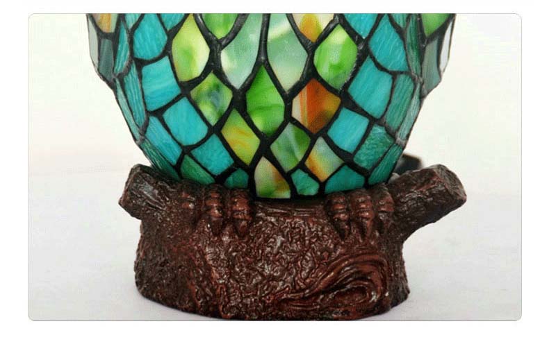 FUMAT Tiffany Style Stained Glass Handcrafted Table Lamp - Creative Colorful Angry Bird Design