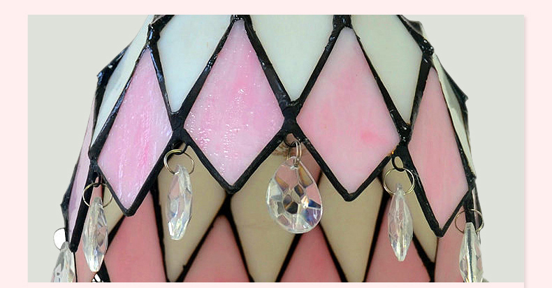 FUMAT Tiffany Style Stained Glass Handcrafted Chandelier - Wrought Iron Pink Floral Design with 6 Lights