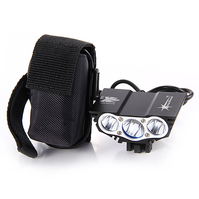 CREE XM-L U2 Bike Light RoadRunner 3000 Lumens Front Bike Light Rechargeable Battery Pack - Black