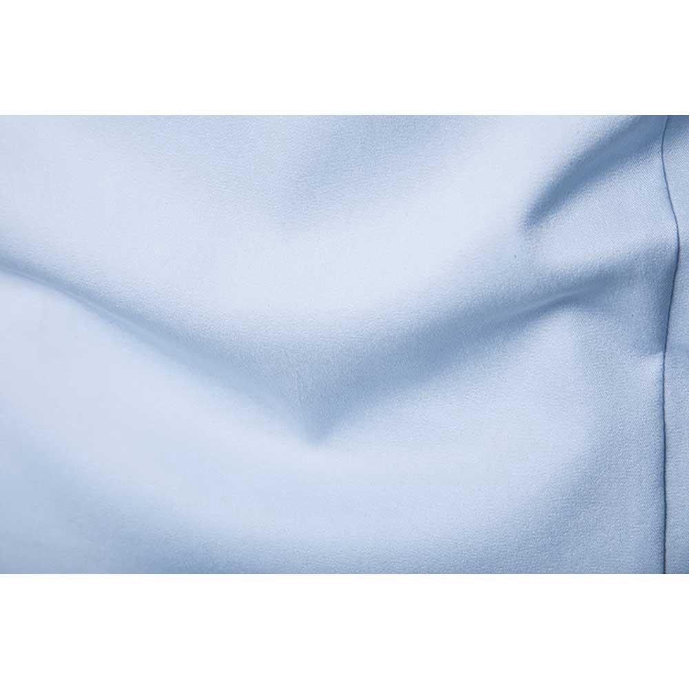 Men's Fashion Casual Long Sleeve Shirt Slim Fit Special Buttons Cotton Size S - Light Blue