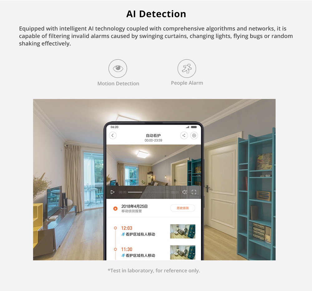 Xiaomi Mijia Smart 1080P WiFi IP Camera 360 Degree Wide-angle AI Detection Infrared Night Vision - White