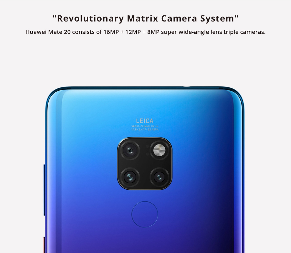 HUAWEI Mate 20 Pro 6.39 Inch 4G LTE Smartphone Kirin 980 8GB 128GB 40.0MP+20.0MP+8.0MP Triple Rear Cameras EMUI 9 Type-C NFC IR Remote Control - Bright Black