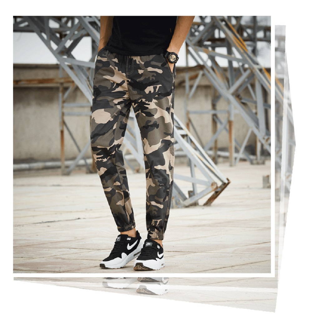 Men's Autumn Casual Sports Camouflage Ninth Pants (Slim Fit Size M) - Army Green