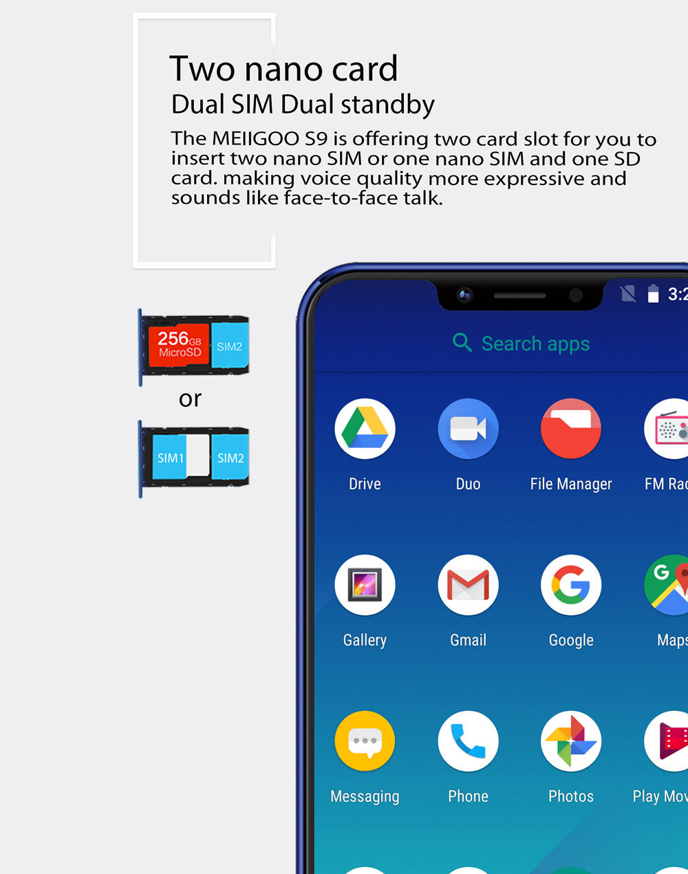 Meiigoo S9 6.18 Inch 4G LTE Smartphone MTK6750T 4GB 32GB 13.0MP + 2.0MP Dual Rear Cameras Android 8.1 Face ID Type-C Fast Charge - Twilight