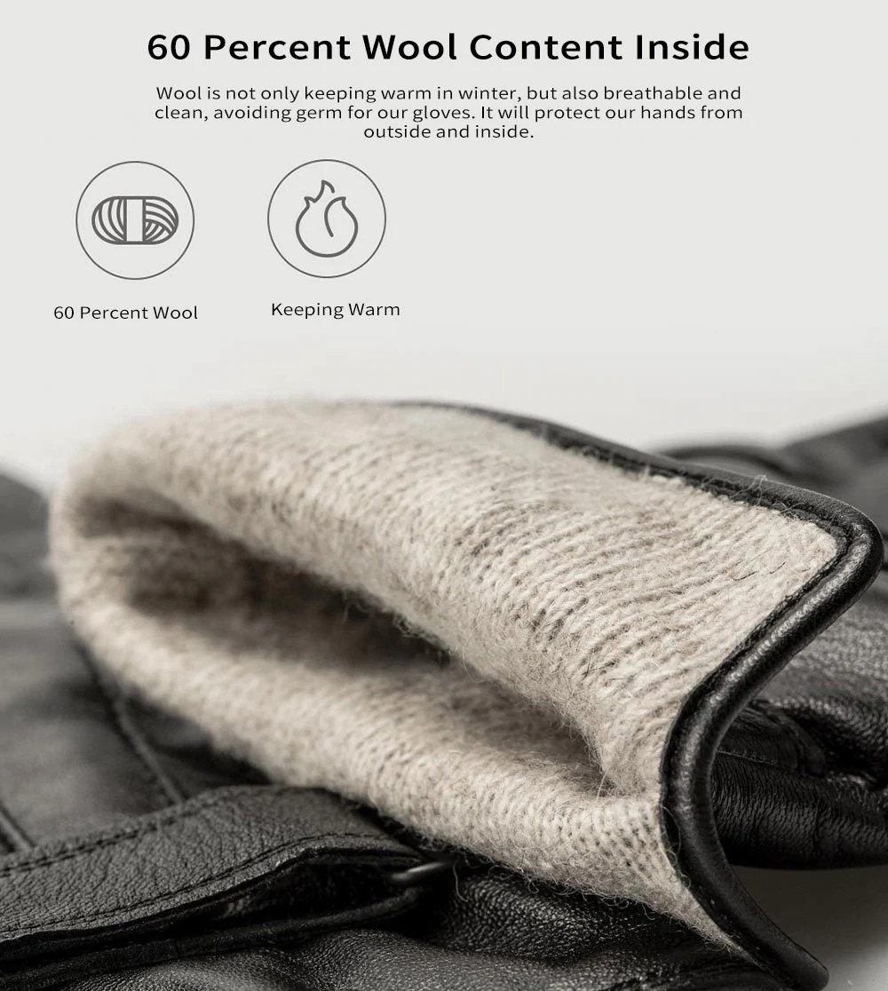 Xiaomi Youpin Lambskin Touch Screen Gloves For Couples (From Spanish Raw Materials Women's XL) - Black