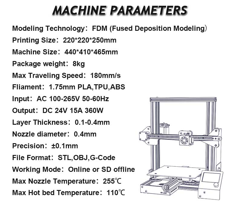 Ender-3 V-slot Prusa I3 New Fashionable 3D Printer Kit Black