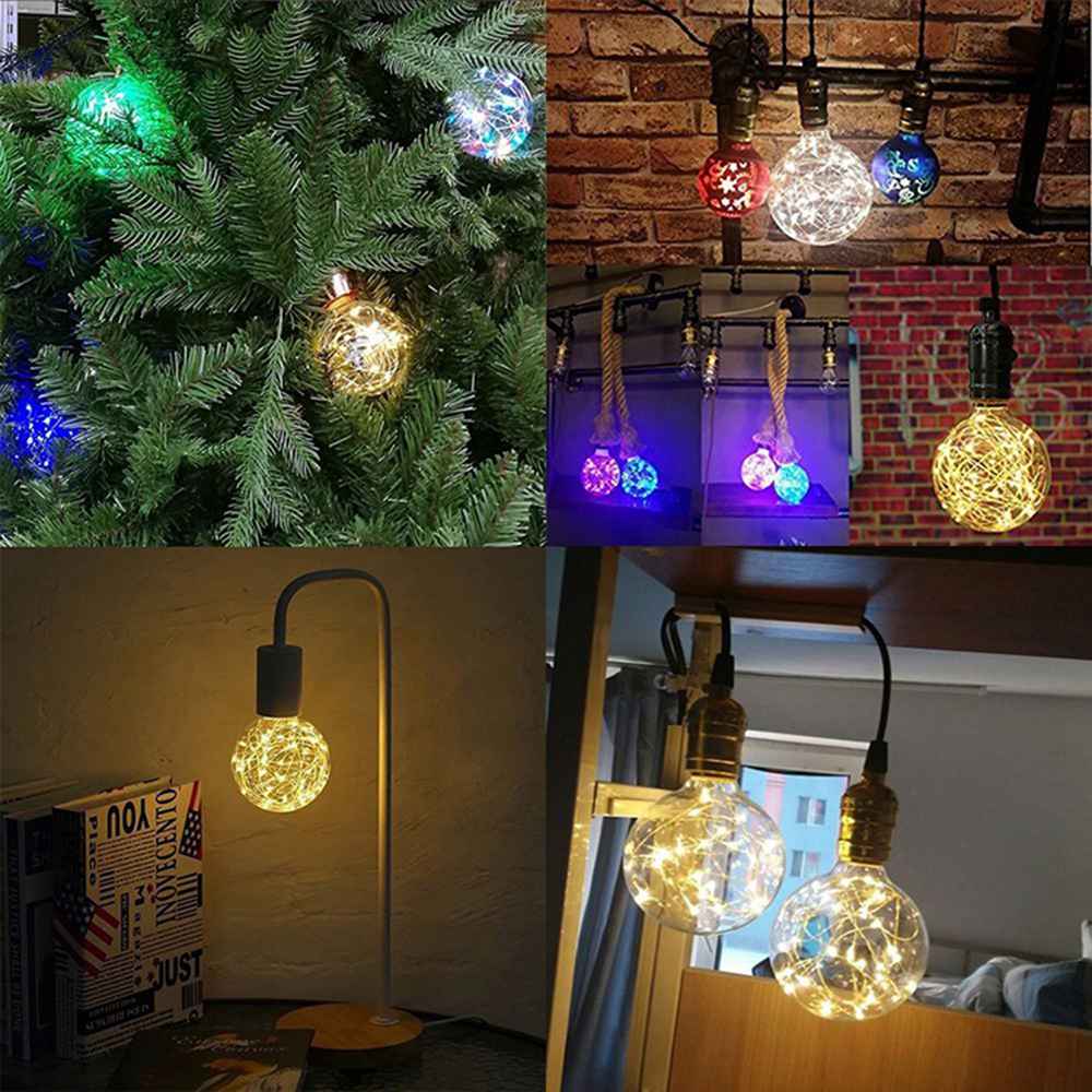 Edison G95 Gypsophila E26 Decorative Bulb Led Copper Wire Bulbs Christmas Decoration Lights - Warm White