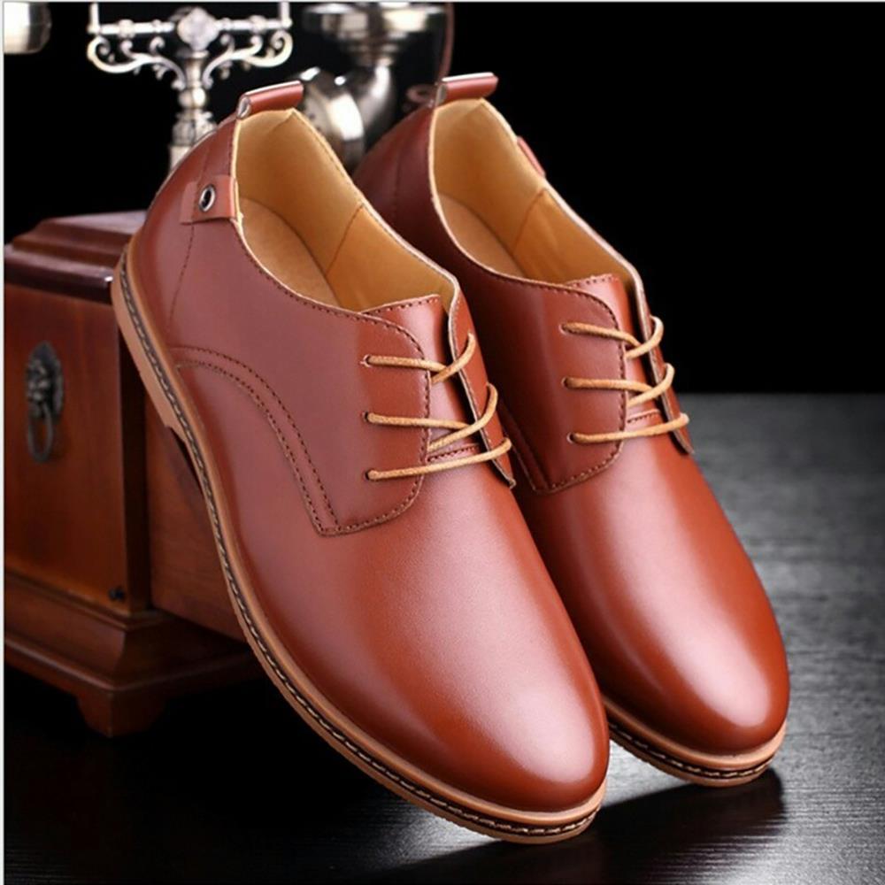 XA004 Men Casual British Style Leather Shoes Tendon Soled Shoes EU 43 - Brown