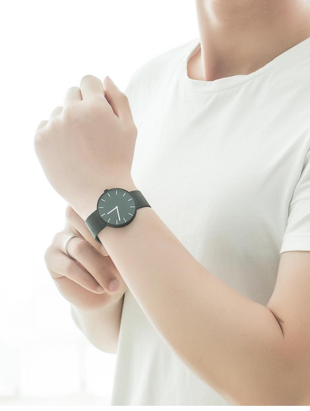 Xiaomi TwentySeventeen Unisex Quartz Watch Luminous Pointer Stainless Steel Strap - Black