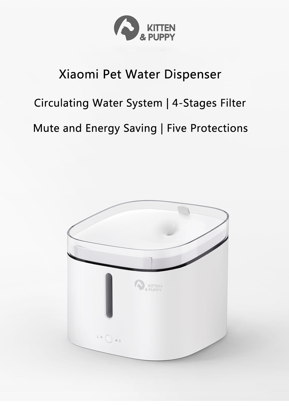 Xiaomi Creative Simple Pet Water Dispenser Four-stage Filter Circulating Water Energy Saving Non-toxic - White