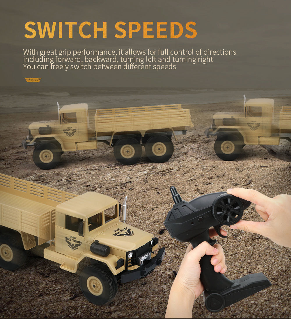 JJRC Q63 Transporter-4 2.4G 1:16 6WD Brushed Off-road RC Car Military Truck RTR - Khaki
