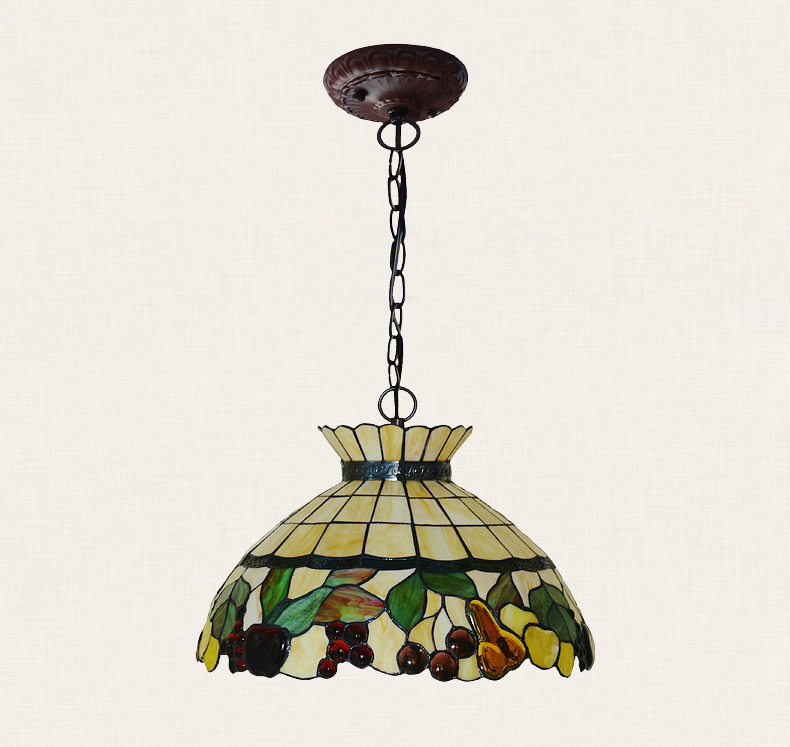 FUMAT Tiffany Style Stained Glass Pendant Light - Romantic Rose Love Design