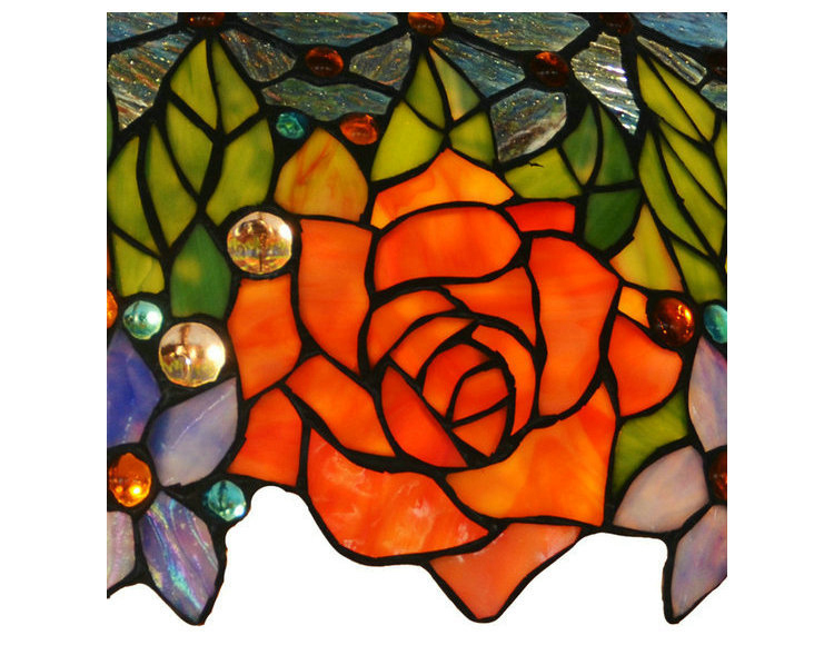FUMAT Tiffany Style Stained Glass Pendant Light - Romantic Rose Love Design