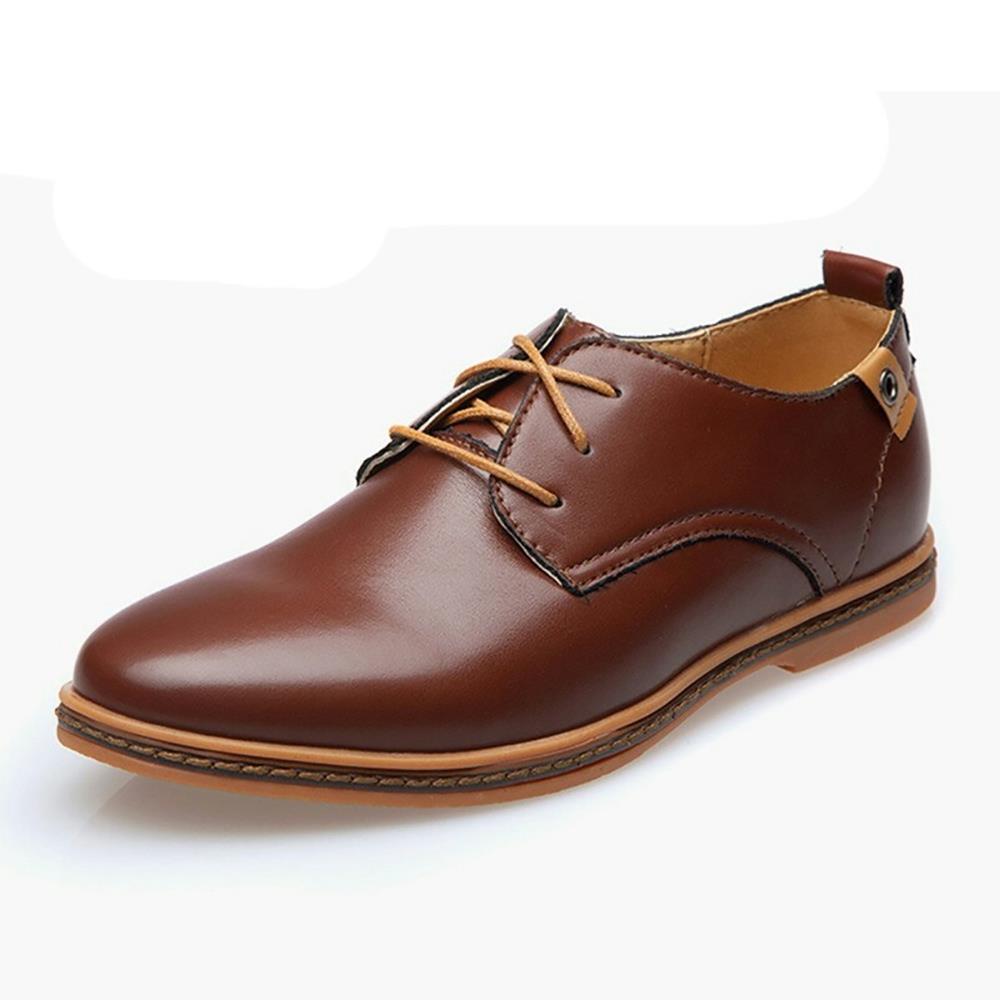 XA004 Men Casual British Style Leather Shoes Tendon Soled Shoes EU 43 - Brown