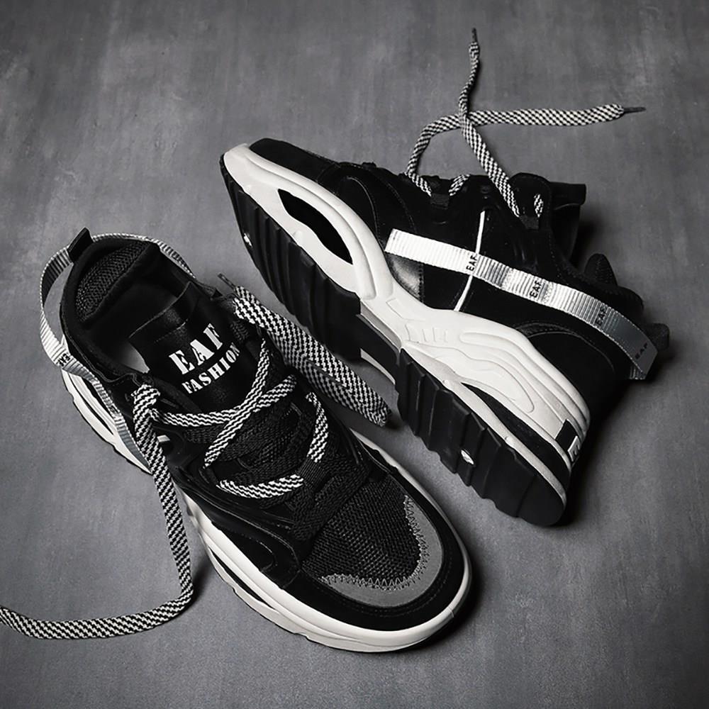 Men's Chunky Sneakers Comfortable Fashion Athletic Shoes Size 41 - Black