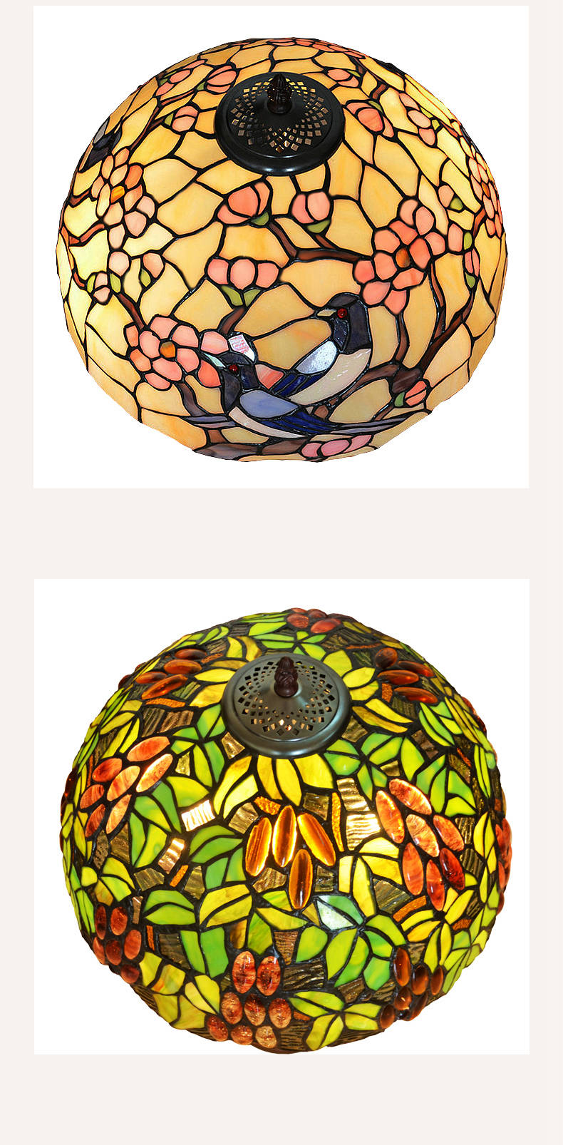 FUMAT Tiffany Style Stained Glass Handcrafted Table Lamp - Copper Antique Saintess Two-tone Rose Design