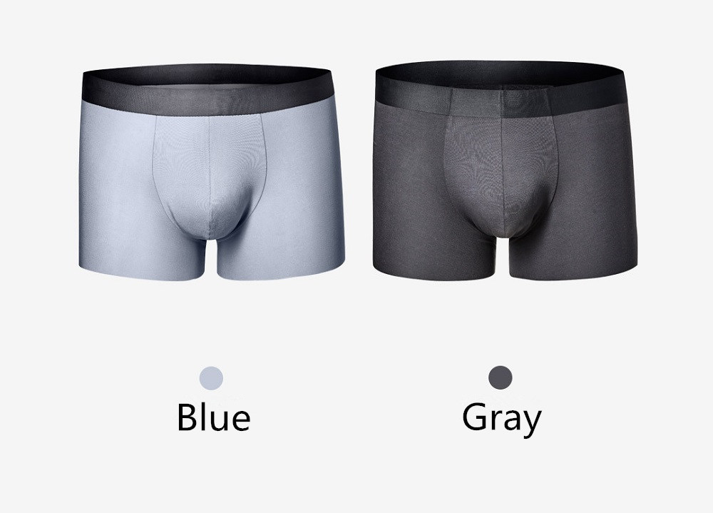 2 Pieces Xiaomi Instant Me Men's Boxer Briefs Comfortable Antibacterial Elastic Waist Size XXL - Blue + Gray