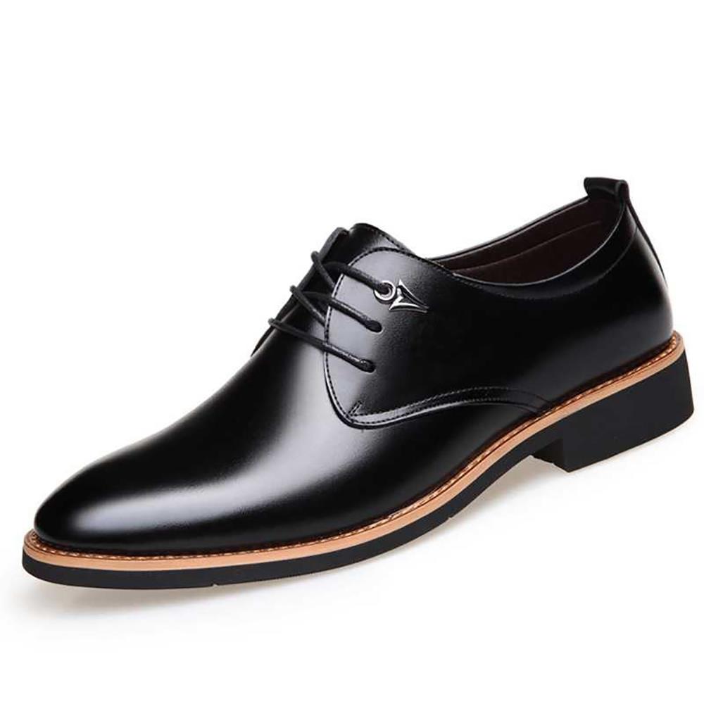 XA009 Men Casual British Style Leather Shoes Pointed Toe Shoes EU 38 - Black