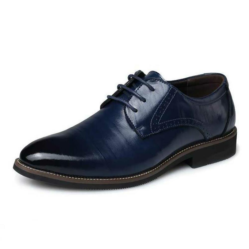 XA001 Men Business Casual PU Leather Shoes Formal Comfortable Size EU38 - Blue