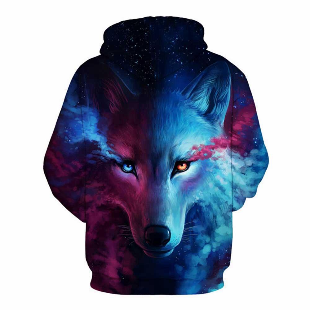 Unisex Fashion Wolf Printed Pullover Hoodie Sweatshirt Size 5XL - Multi-color